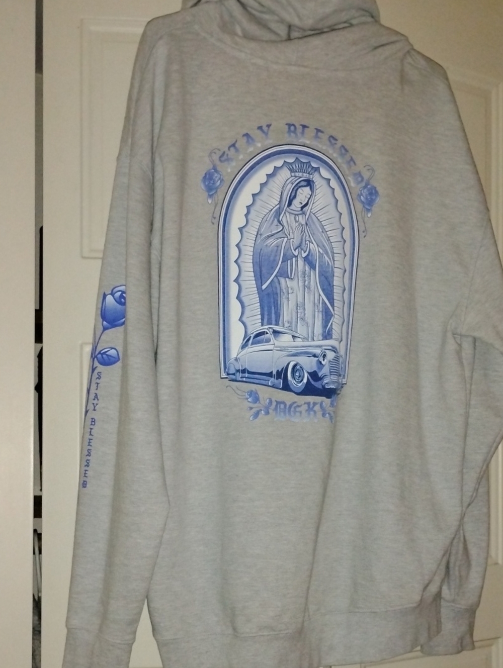 DGK Hoodie with Blue 'Our Lady Of Guadalupe' (Virgin Mary) Graphic